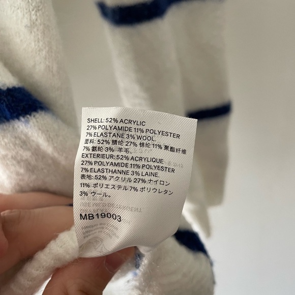 Woolen Bloom Oversized Blue and White Striped Sweater Wool Blend - Picture 4 of 4